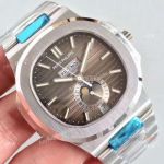 Swiss Patek Philippe Moonphase Replica Nautilus Watch Stainless Steel Gray Face
